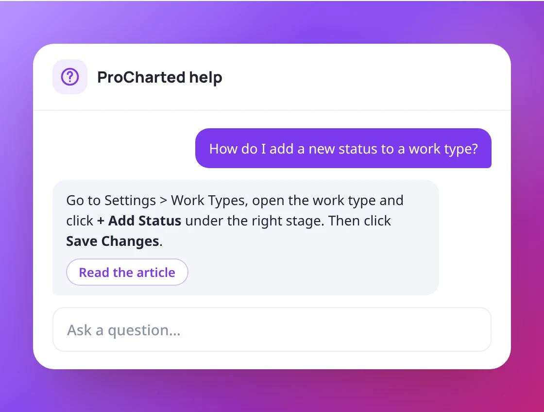 Answers about ProCharted, right inside the app