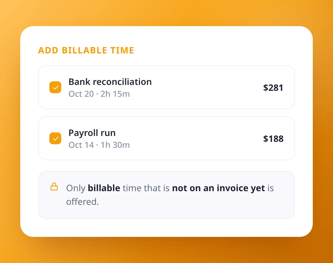 Only billable time reaches the invoice